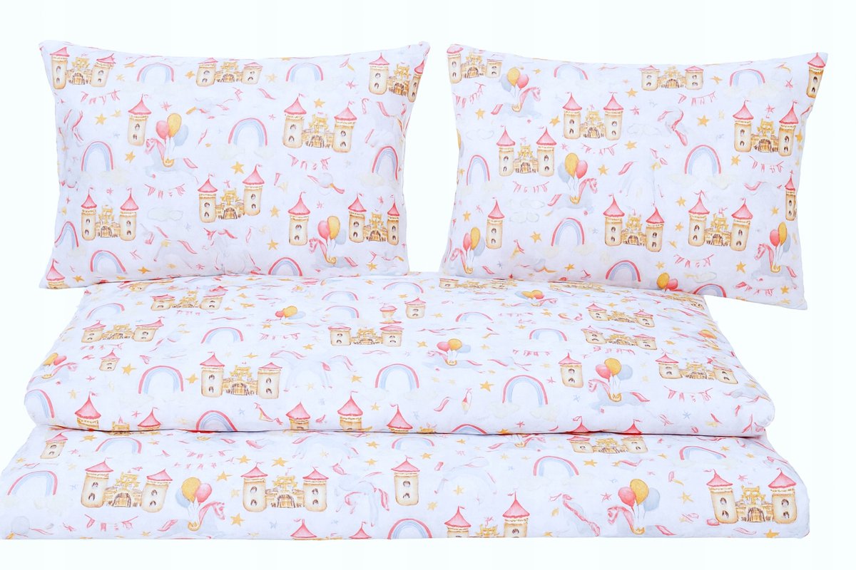 Kinderbeddengoed Eenhoorn Kasteel Regenboog Katoen 160x200cm