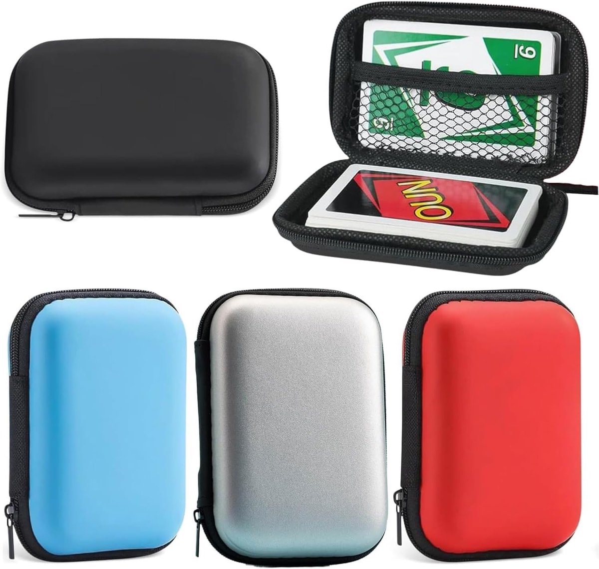 4-delige Waterproof Opberghouder voor UNO Kaarten met Harde Case - Compact Ontwerp voor Reizen, Spelavonden en Bordspellen