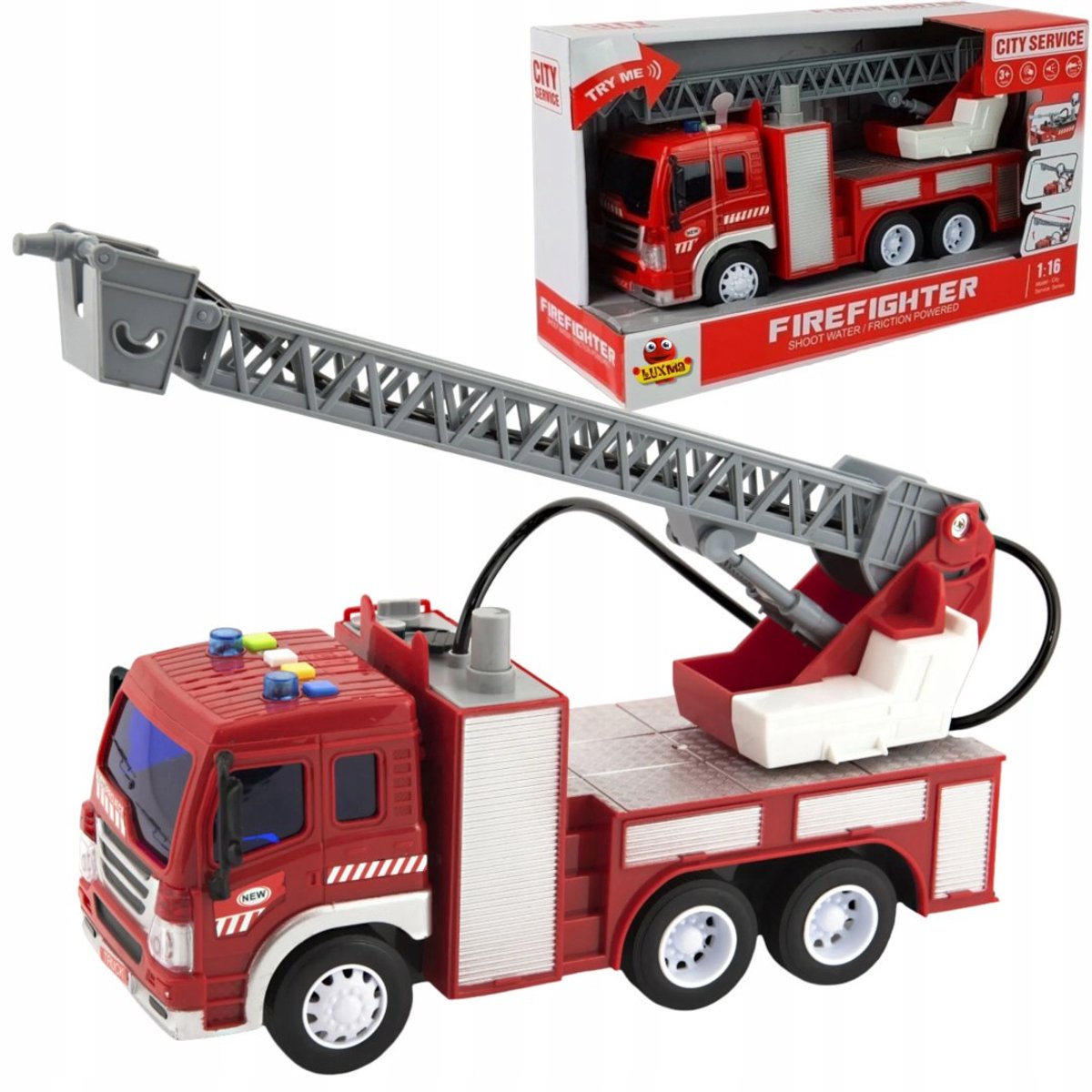 Brandweerwagen met Ladder en Waterspuit - Interactief Speelgoed