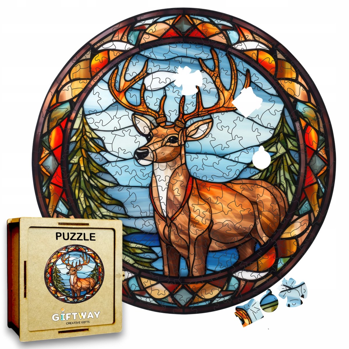 Houten Kerst Puzzel Hert 217 Stukjes - Unieke Vormen
