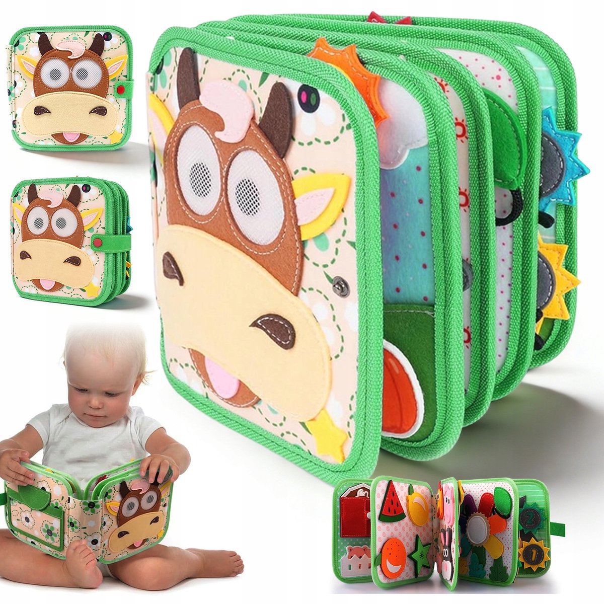 Montessori Activiteiten Boek - Busy Board - Kleuter Doeboek - Sensory Speelboek - Ontwikkelt Concentratie - Fijne Motoriek - Zacht & Scheurvast - Draagbaar Stilteboek - Educatief Speelgoed - Voor Auto & Vliegtuig & Uitjes - 1-3 jaar
