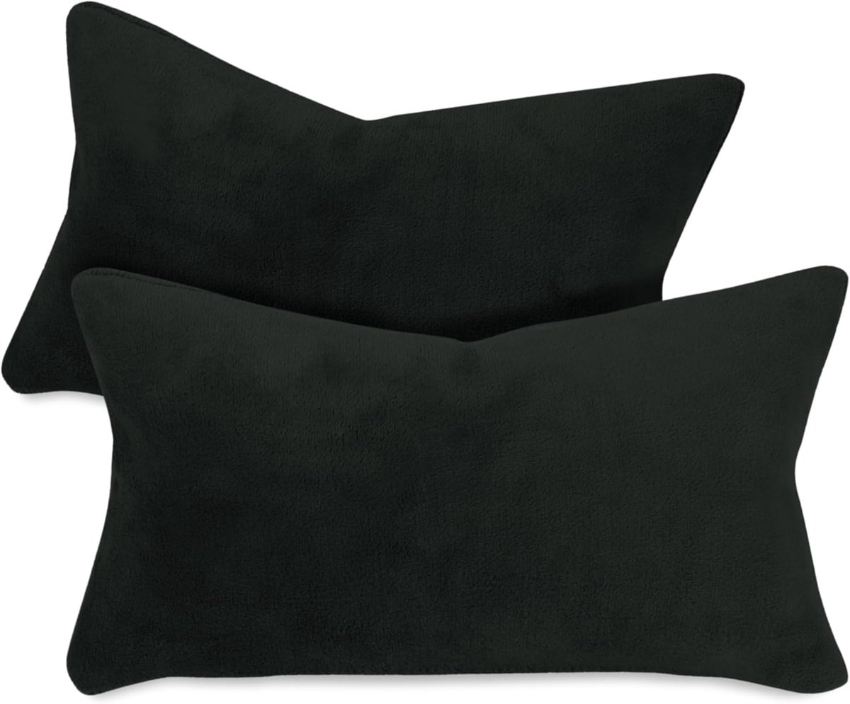npluseins Set van 2 1257.1667 Coral Fleece kussensloop 30 x 50 cm zwart (2 stuks) - ShopVlot