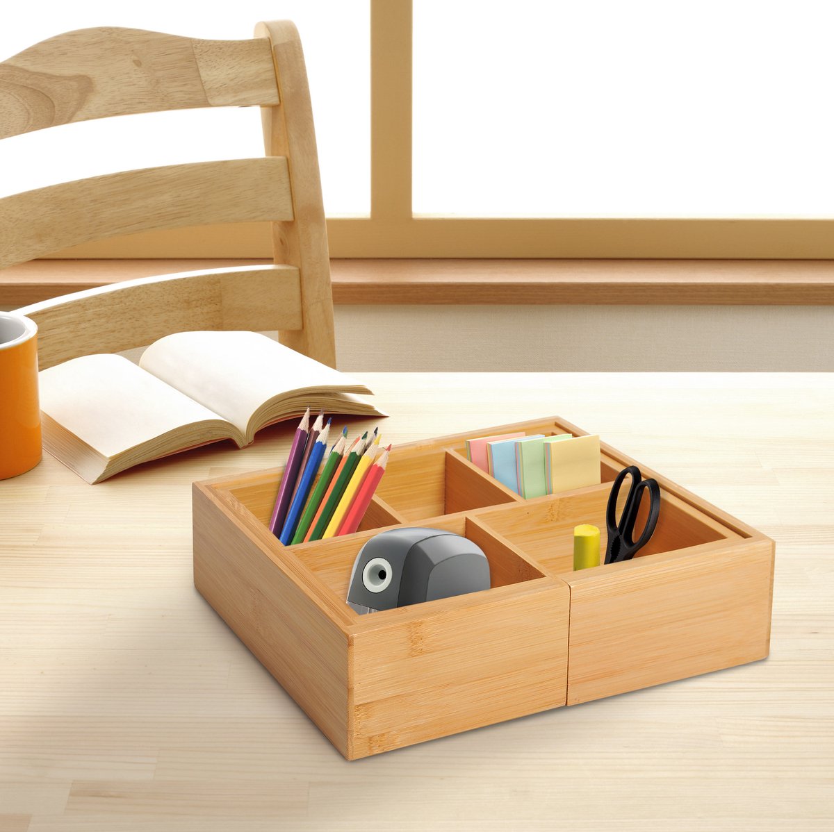 REDOM - Lade-organizer - Uittrekbaar - 5 of 7 opbergvakken - Voor keukenschuif - Bamboe - Naturel - 24,6 x 17,6 x 7 cm