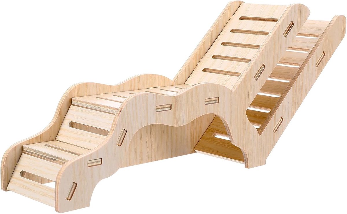 Houten hamsterhuis - Houten hamsterhuis met klimladder - Hamstertunnel met ladder - Hamsterspeelgoed - Huisdierhuis voor gerbils, hamsters en kleine huisdieren - 32*7*13 cm