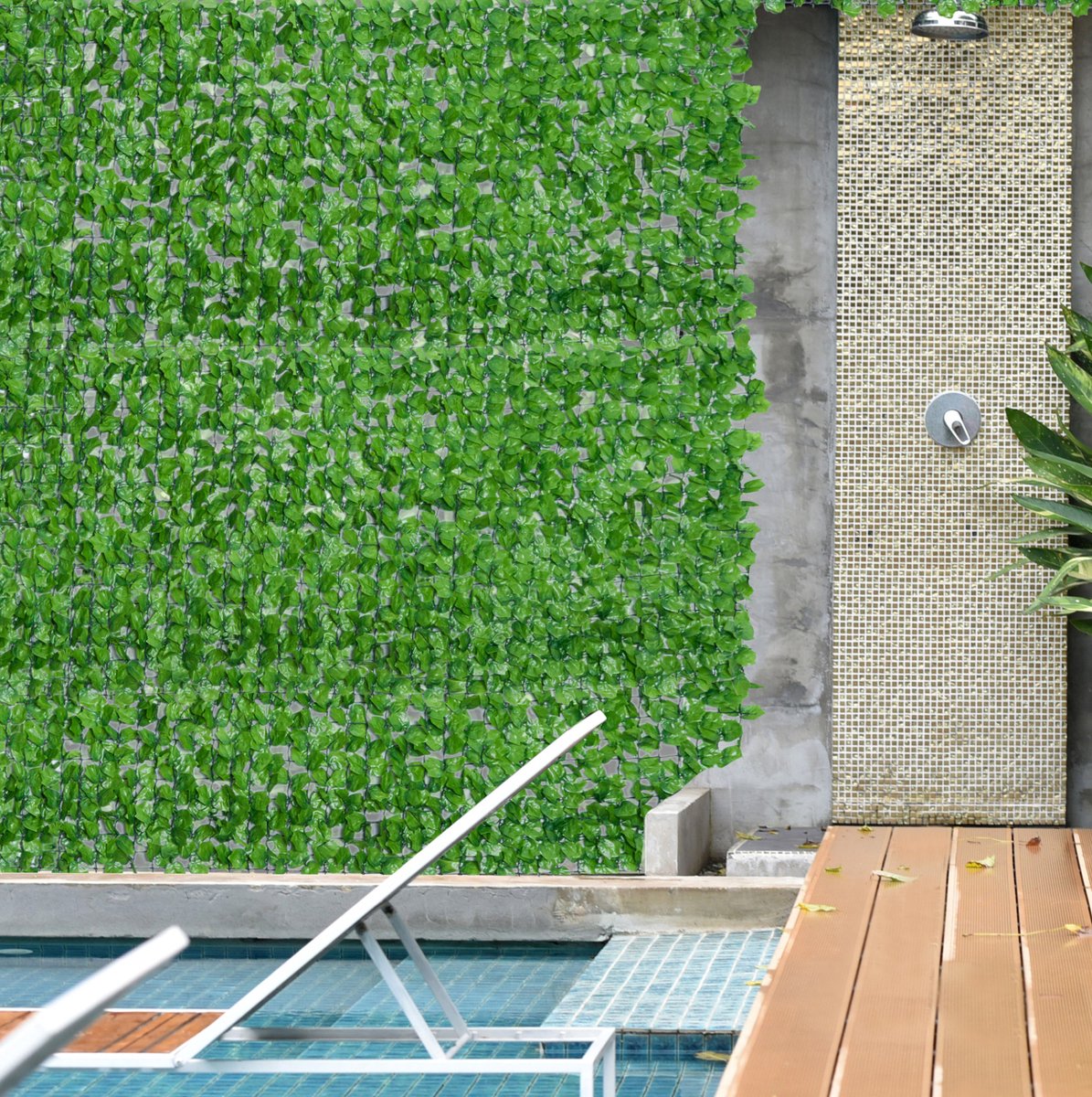 REDOM - Kunsthaag zichtscherm - Dichte kunstbladeren met privacyfunctie - UV- en weerbestendig - Onderhoudsvriendelijk - Balkon, terras en tuinafsluiting - Polyetheen - Lichtgroen - 300 x 100 cm