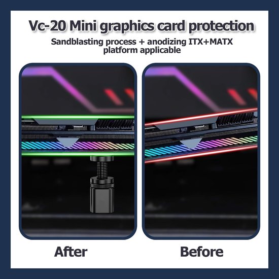 Verstelbare GPU Steun voor Grafische Kaarten met Magneten en Antislip Pads - Aluminium Ondersteuning tegen GPU Verzakkingen, Hoogte 26-50mm, Stabiele Bevestiging — afbeelding 3