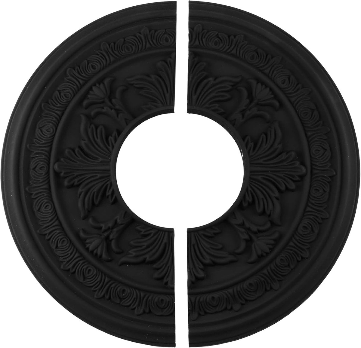 Diameter 15.35 Inch Zwarte Gegraveerde Lampenvoet, PU Plafonddecoratie, Decoratieve Platen voor Plafondventilator en Lampinstallatie