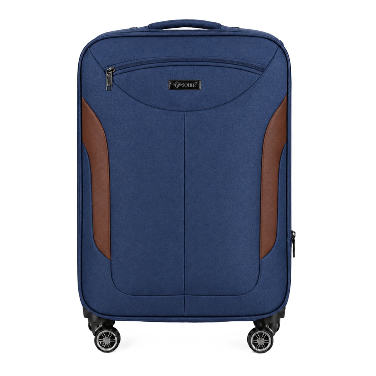 Solier STL1801 - Handbagage koffer S 25 l - Uitbreidbaar - Donkerblauw-bruin