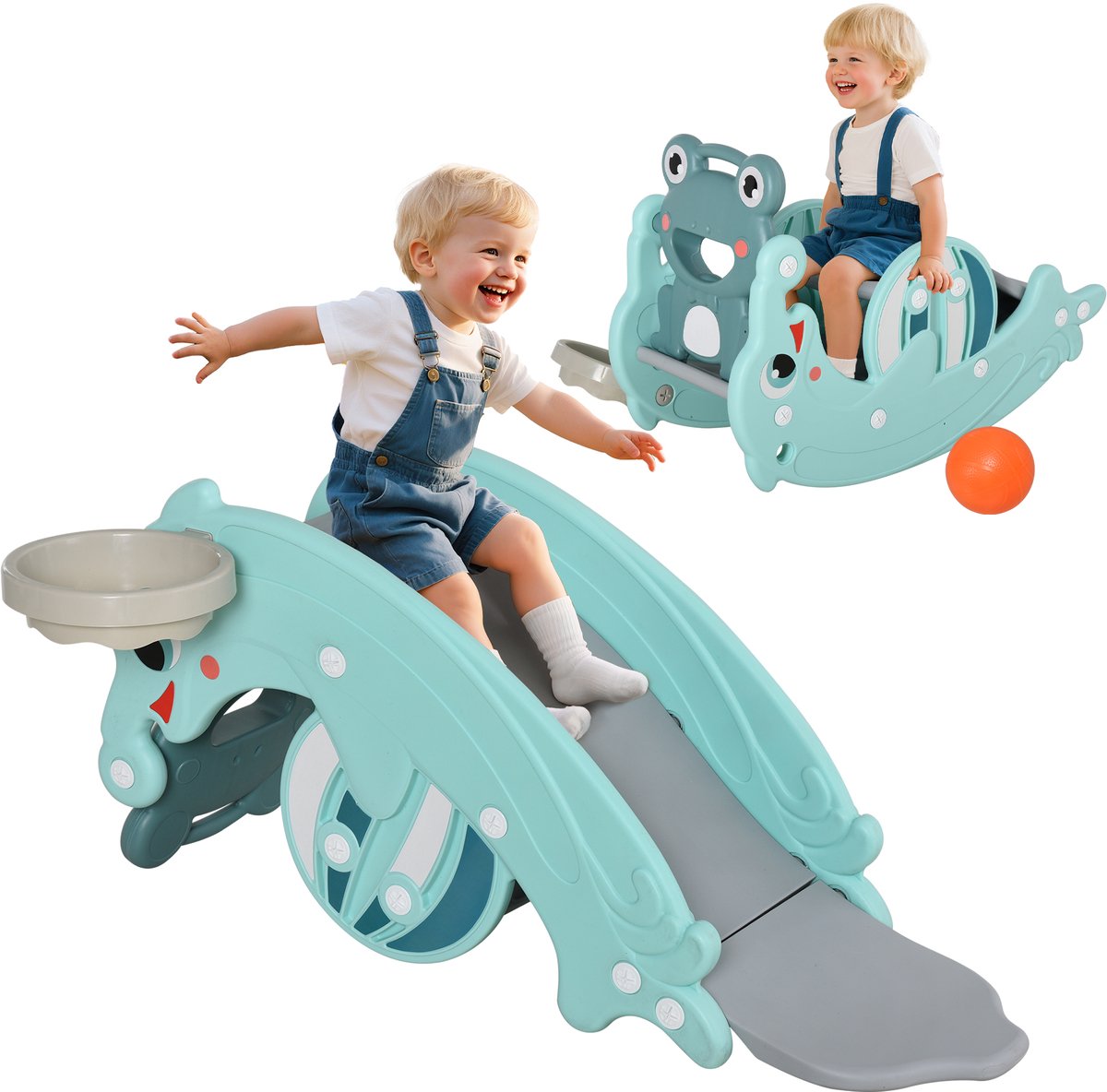 HOMCOM Kinderschommelpaard - Kunststof - 72x34x47cm - Groen