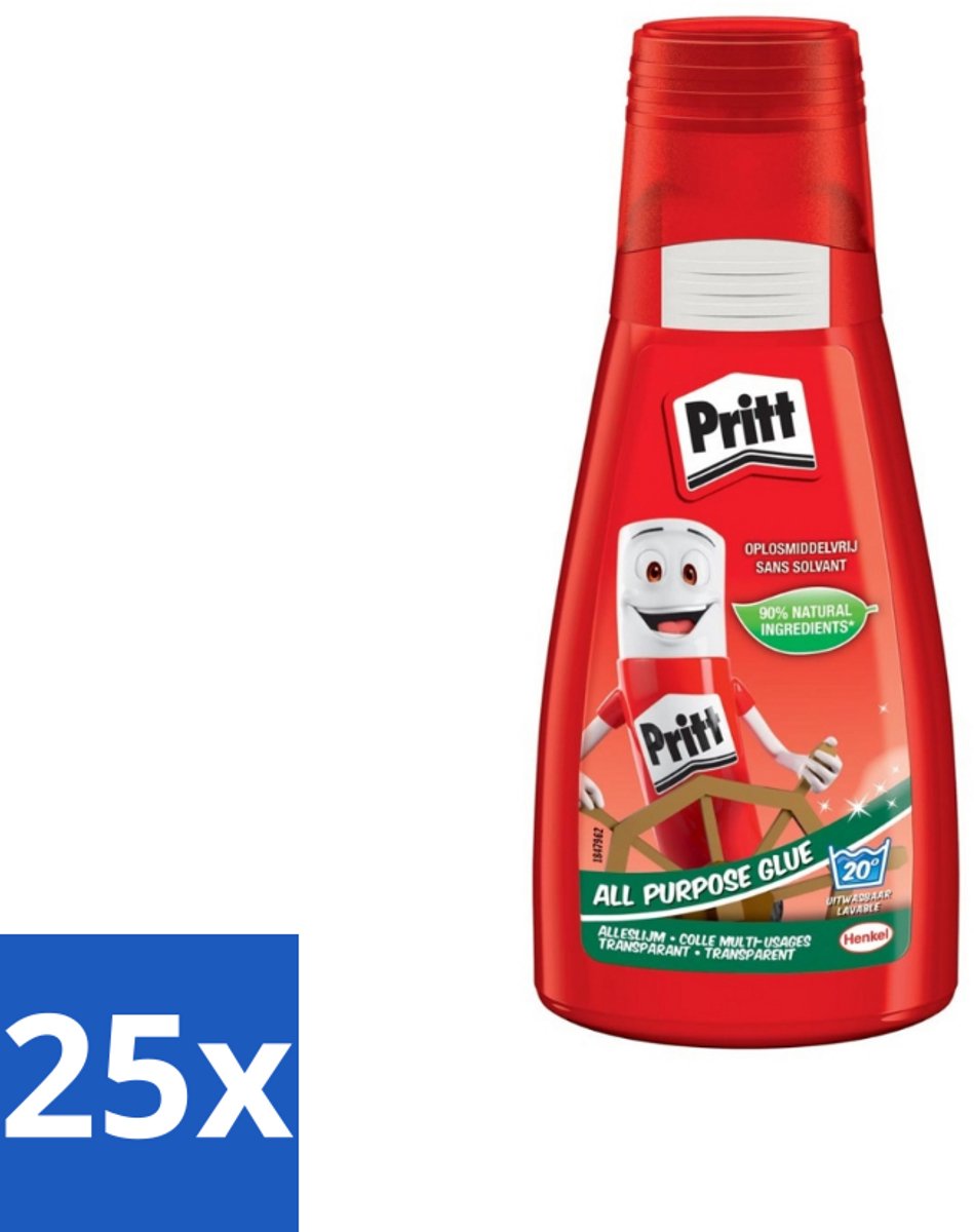 25 x Pritt - Alleslijm - Uitwasbaar - 90% Natuurlijke Ingrediënten - 100g - Lijm - Knutsel - Reparatie - Kindvriendelijk - Veilig
