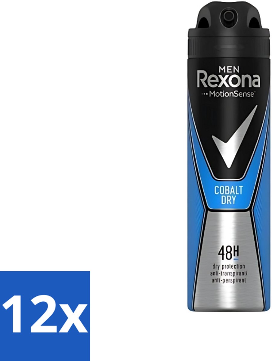 12 x Rexona Men - Deodorant Spray - Motion Sense - Cobalt Dry - Anti-Transpirant & Perspirant - 150ml - Anti-transpirant - Deodorant - Mannen - Frisse Geur - Langdurige Bescherming