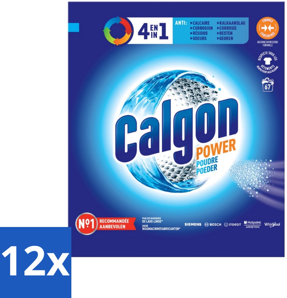 12 x Calgon - Wasmachinereiniger - Tegen Kalkaanslag / Corrosie / Wasmiddelresten / Geuren - 67 Wasbeurten - Wasmachinereiniger - Kalkverwijderaar - Wasmachineonderhoud - Wasmachine Reiniging - Wasmachine Schoonmaken