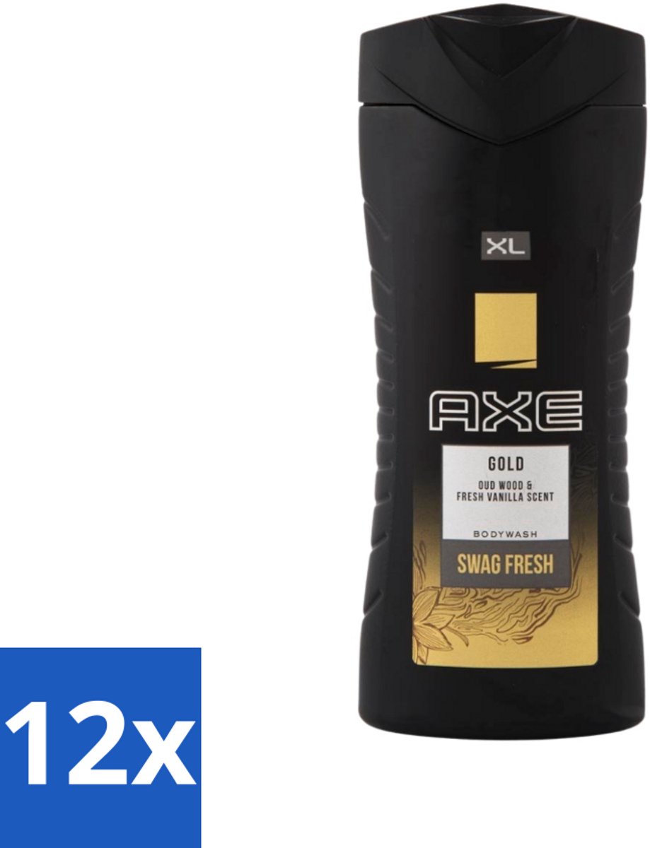 12 x Axe XL - Douchegel - Gold - Oud Wood & Fresh Vanilla - Swag Fresh - 400 ml - Douchegel - Axe Gold - Oud Hout - Vanille - Frisse Geur
