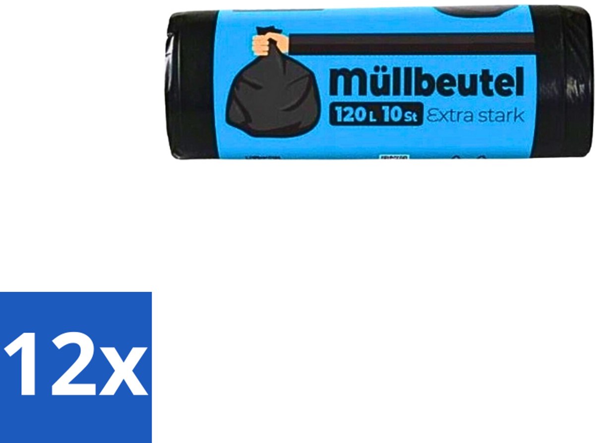 12 x Deluxe - Vuilzakken - Stevig & Ruim - 10 Vuilniszakken - 120L - Vuilzakken - Afvalzakken - Vuilniszakken - 120 Liter - Stevige Vuilzakken