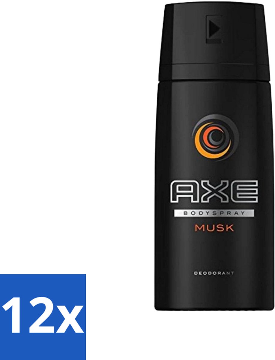 12 x Axe - Deodorant Bodyspray - Musk - 150 ml - Mannen Deodorant - Musk Geur - Deodorant Bodyspray - Langdurige Frisheid - Axe Deodorant