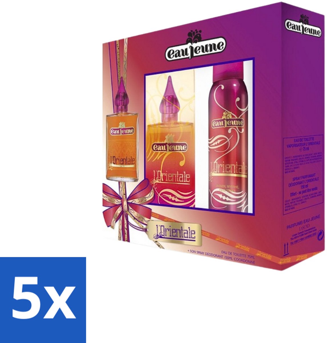 5 x Eau Jeune - L'Orientale - Geschenkset - Eau de Toilette 75ml + Deodorant 150ml - Eau Jeune L'Orientale - Geurset - Geurcadeau - Sensuele Geur - Geur Voor Vrouwen