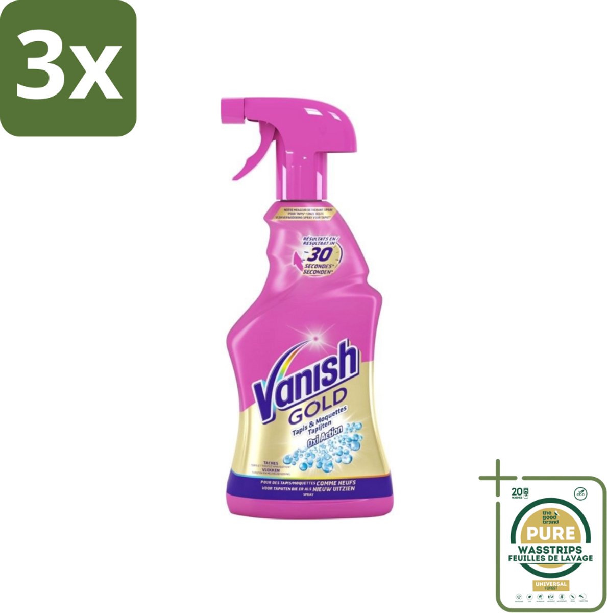 3 x Vanish Oxi Action Gold - Vlekkenverwijderaar Spray - Tapijtreiniger - 500 ml - Grootverpakking - Tapijt Reinigen - Vlekken Verwijderen - Tapijt Vlekverwijderaar - Tapijt Reiniger - Vlekken Verwijderen Spray