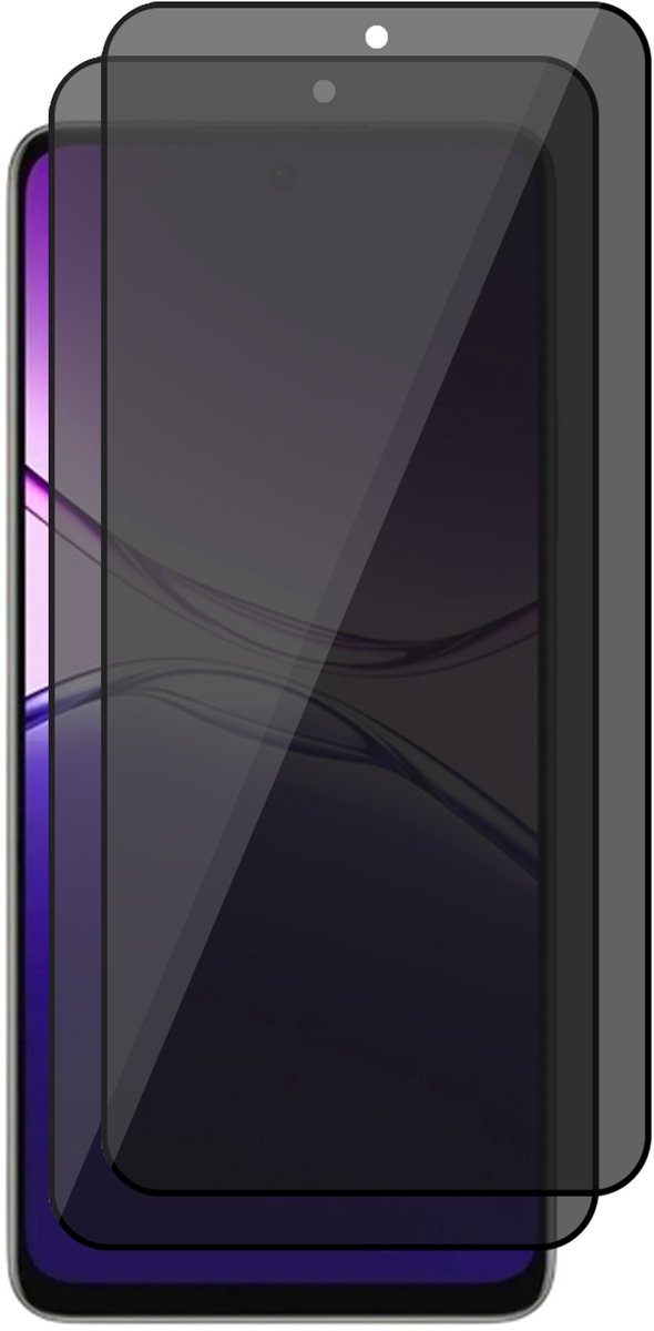 Privacy Screenprotector geschikt voor Oppo A5 Pro 5G / 4G – 2 Stuks – Full Cover Gehard Glas – Anti Inkijk – Privacy Filter