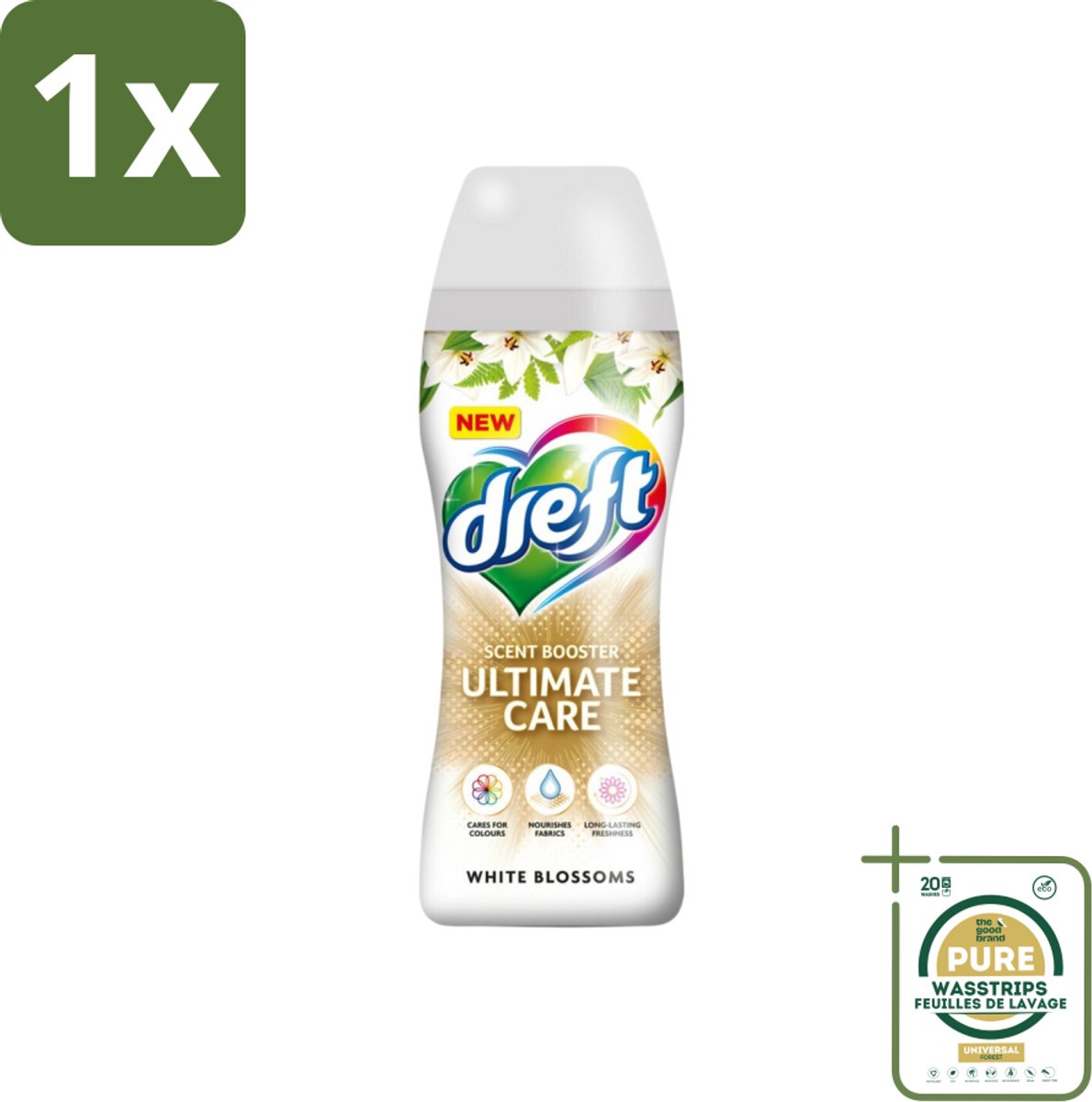 1 x Dreft - Ultimate Care - Wasverzachter - Geurbooster - Gekleurde Was - Witte Bloem - 15 Wasbeurten- Wasmiddel - Geurbooster - Kleurbescherming - Wasverzachter - Vezelverzorging