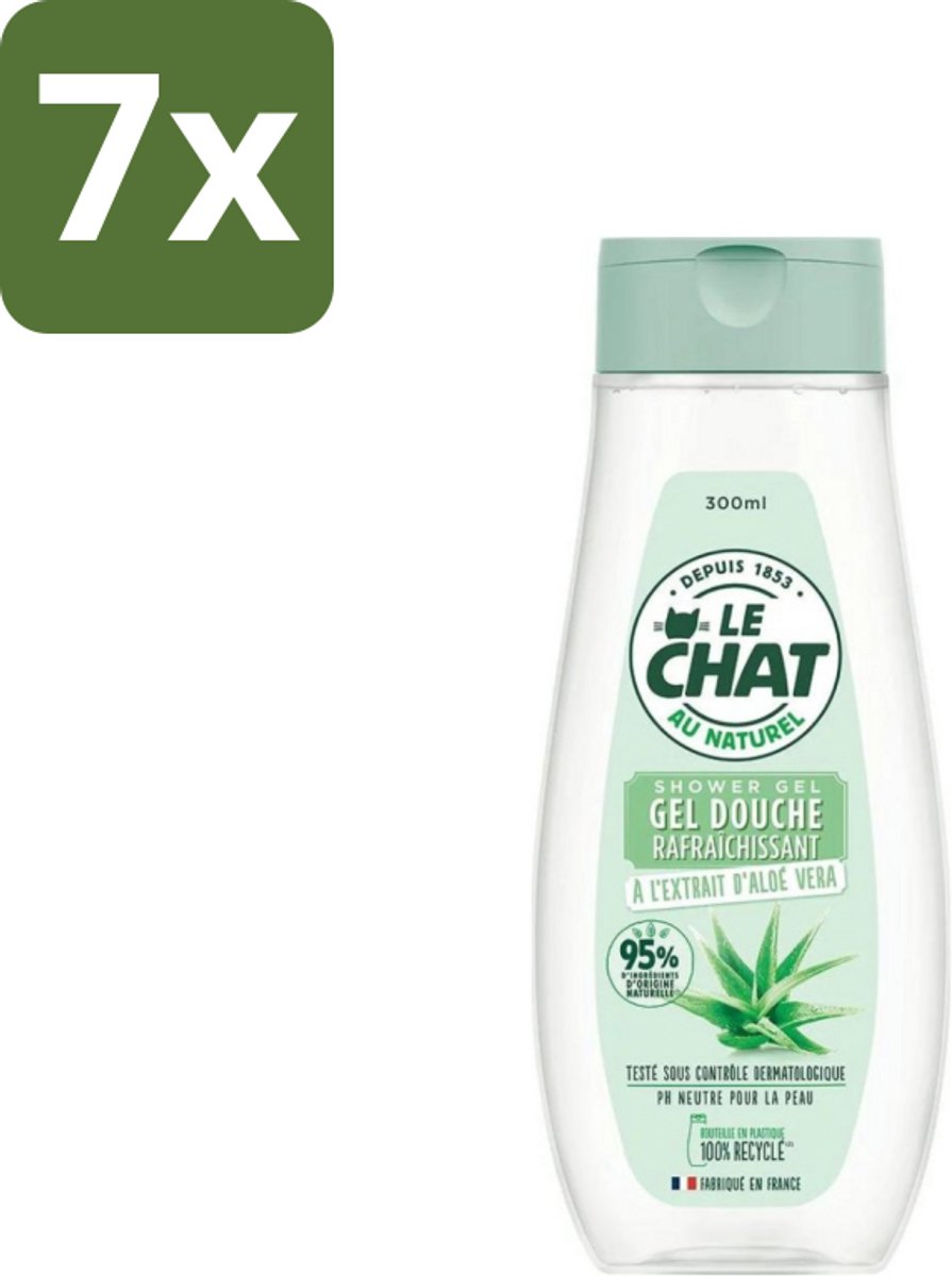7 x Le Chat - Douchegel - PH Neutraal - Met Extract Van Aloë Vera - Verfrissend - 300 ml - Douchegel Aloë Vera - Frisheid Huid - PH Neutraal - Huidverzorging - Dagelijks Gebruik
