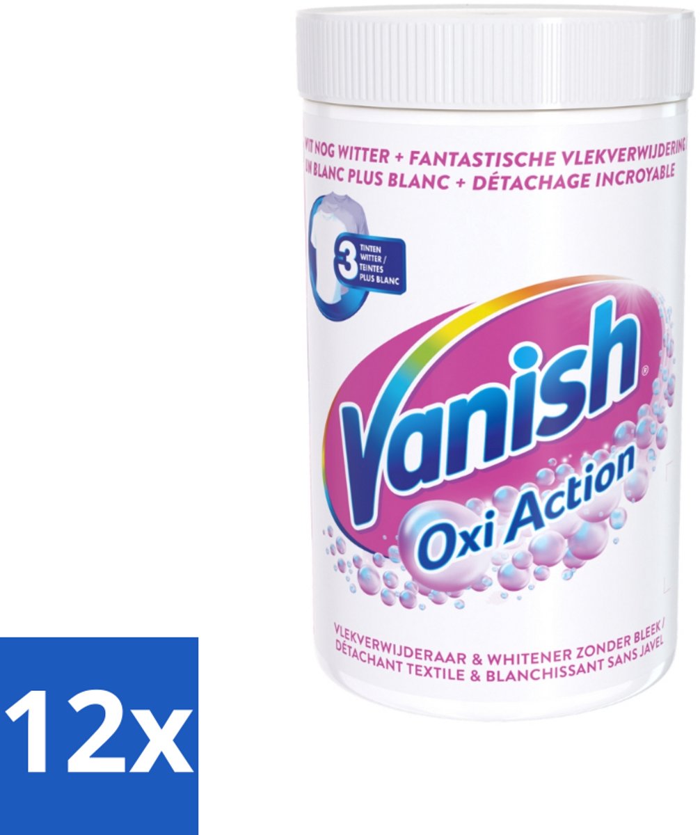 12 x Vanish Oxi Action - Vlekkenverwijderaar Poeder - Zonder Bleek - Witte Was - 1.5 Kg - Vlekkenverwijderaar - Waspoeder - Witte Was - Wasmiddel - Vlekken Verwijderen