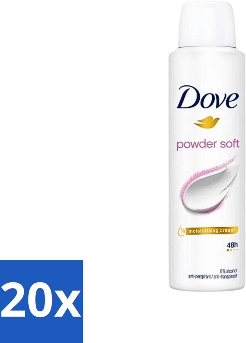 20 x Dove - Deospray - Powder Soft - 150 ml - Deodorant - Poeder - Oksels - Transpiratie - Geur