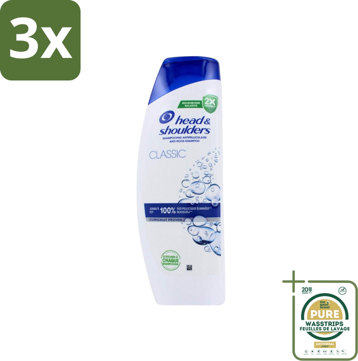 3 x Head & Shoulders - Anti-Roos Shampoo - Classic - 400 ml - Grootverpakking - Roosvrij Haar - Hoofdhuid Verzorging - Anti-roos Shampoo - Microbiome Balance - Hoofdverzorging