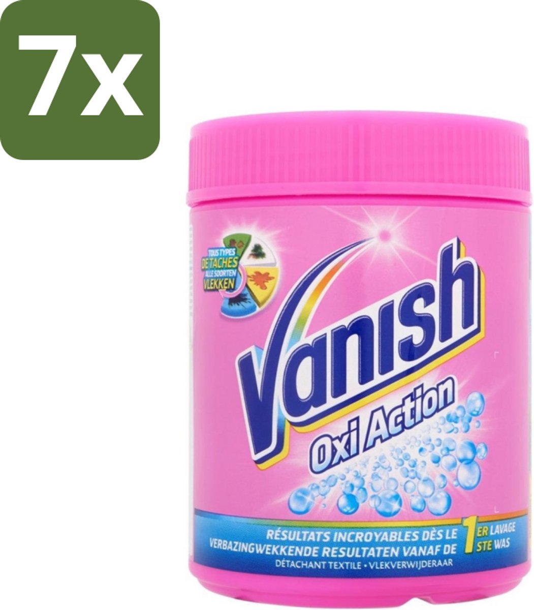 7 x Vanish Oxi Action - Vlekkenverwijderaar Poeder - Zonder Bleek - Gekleurde Was - 500 Gram - Vlekverwijderaar - Gekleurde Was - Bleekvrije Wasmiddel - Vlekken Verwijderen - Wasmiddel Poeder