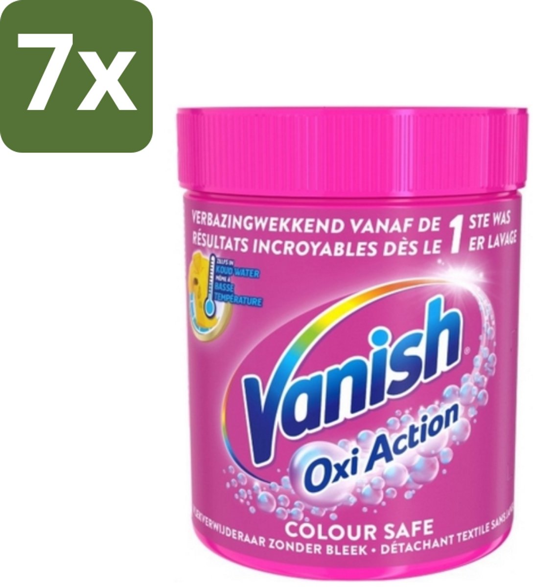7 x Vanish Oxi Action - Veilige Kleur - Vlekkenverwijderaar Poeder - Zonder Bleek - Gekleurde Was - 550 Gram - Vlekkenverwijderaar - Kleur Veilig - Poeder - Koud Water - Gekleurde Was
