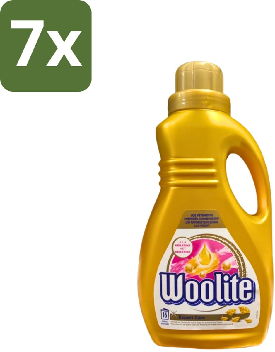 7 x Woolite Expert Care - Vloeibaar Wasmiddel - Met Keratine - Delicate Was - 16 Wasbeurten - 1L - Delicate Was - Keratine Wasmiddel - Kleding Verzorging - Wasmiddel Voor Delicate Stoffen - Glans Behouden