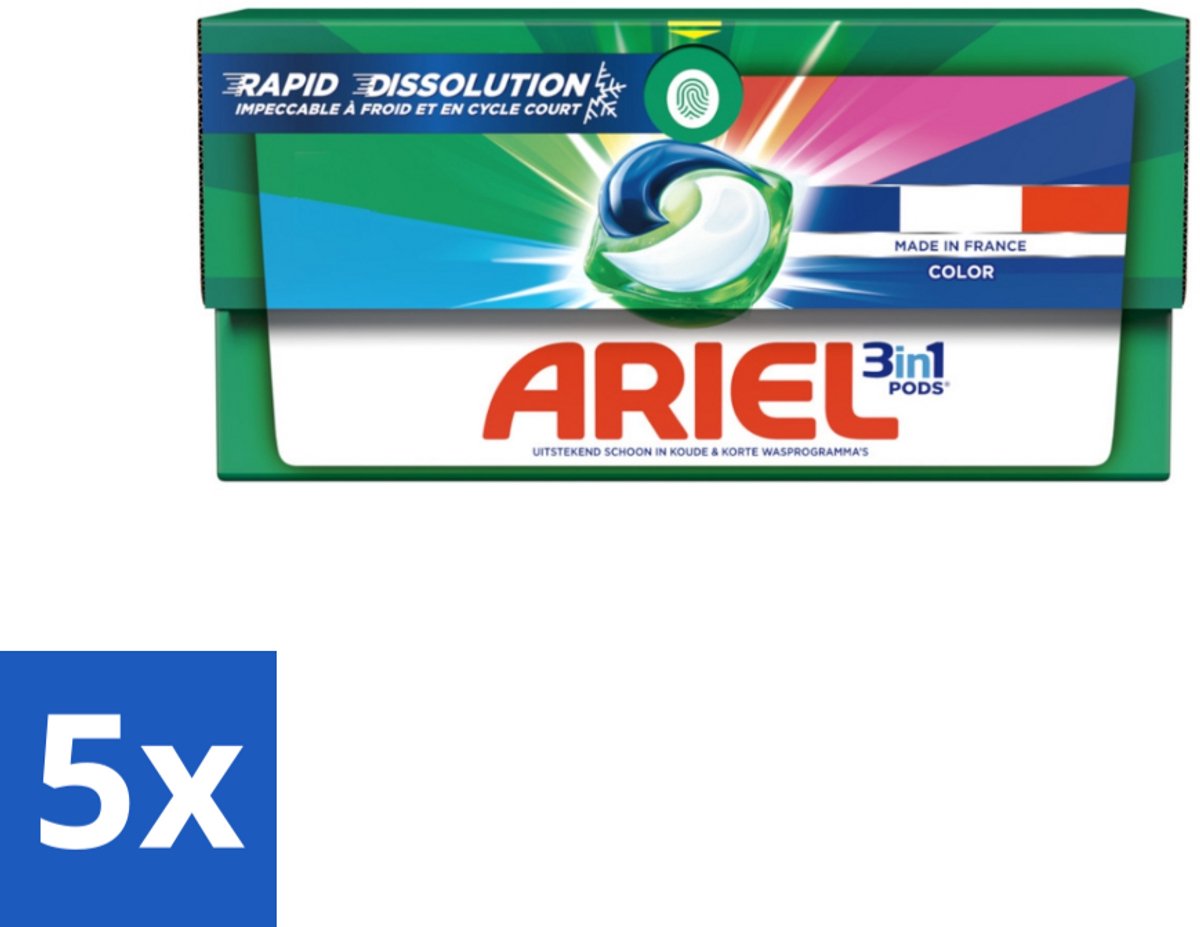 5 x Ariel Color - Wasmiddelcapsules - 3in1 Pods - Gekleurde Was - 19 Wasbeurten - Wasmiddelcapsules - Gekleurde Was - 3 In 1 - Wasbeurten - Vlekverwijdering