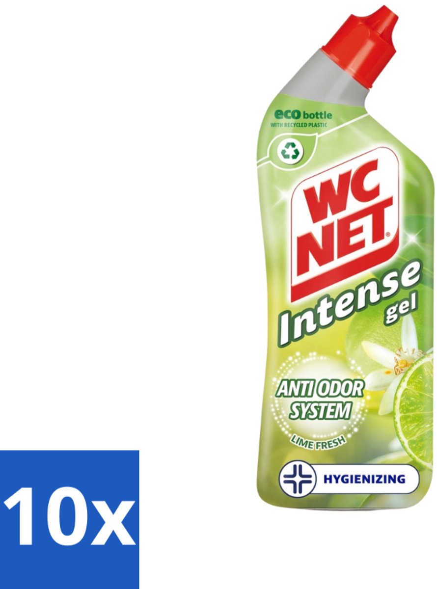 10 x WC Net - Toiletreiniger - Gel - Met Limoen- 750 ml - WC Net - Toilet Reiniger - Toilet Reinigen - Toilet Geur - Toilet Reinigingsgel