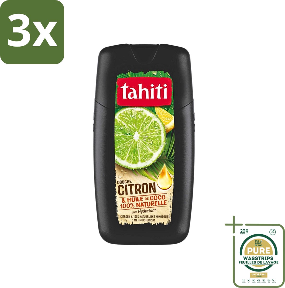 3 x Tahiti - Douchegel - Citroen & Kokosolie - Hydraterend - 250 ml - Grootverpakking - Douchegel Citroen Kokosolie - Hydraterende Douchegel - Citroengeur Douchegel - Kokosolie Douchegel - Natuurlijke Douchegel
