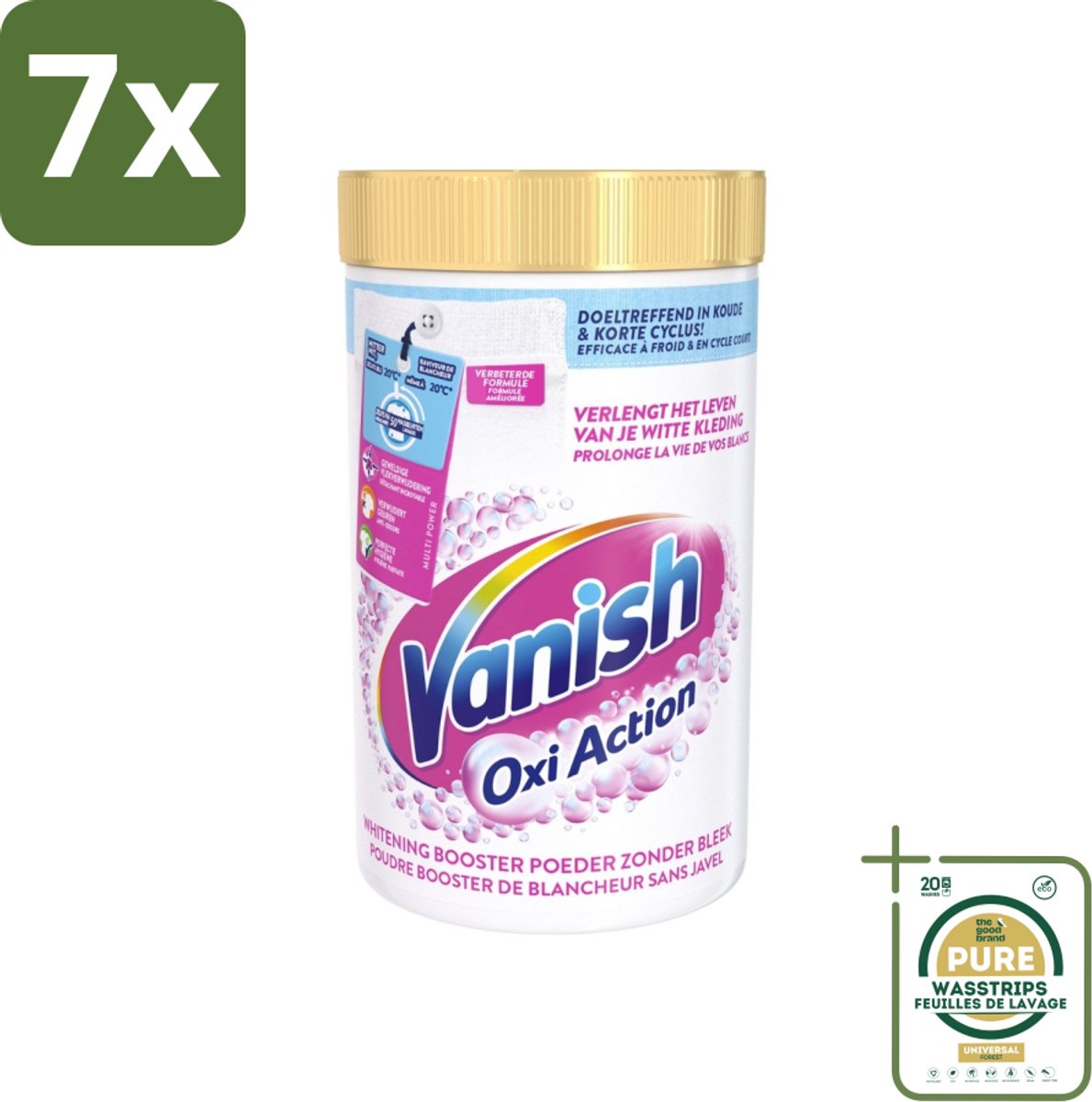 7 x Vanish Oxi Action - Vlekkenverwijderaar Poeder - Zonder Bleek - Witte Was - 1.5 Kg - Grootverpakking - Vlekkenverwijderaar - Witte Was - Bleekvrije Was - Wasmiddel - Kleding Reinigen