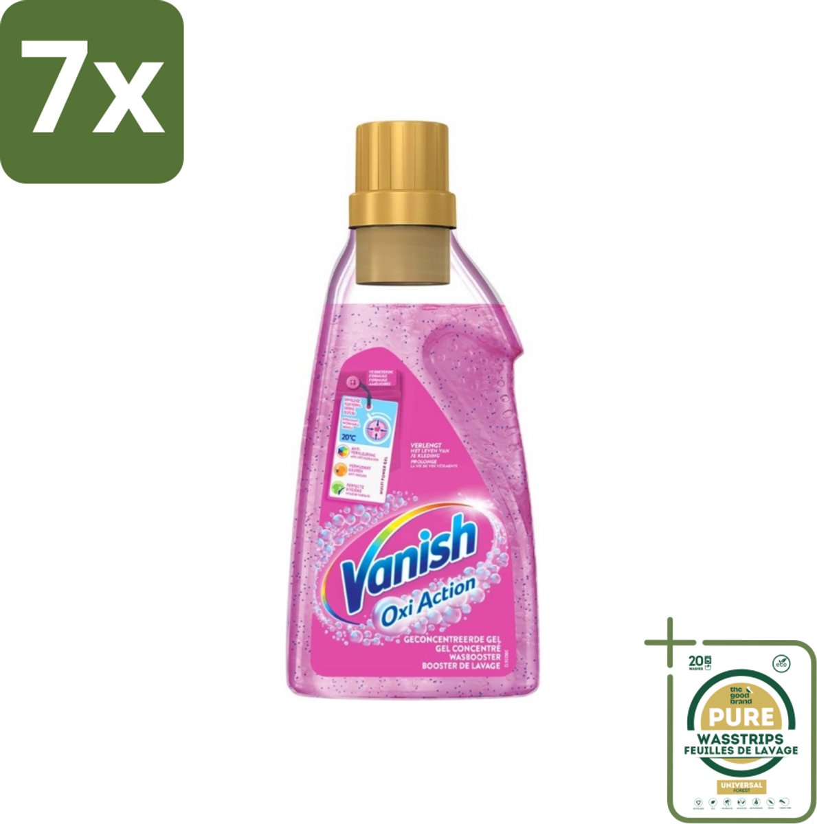 7 x Vanish Oxi Action - Vlekkenverwijderaar Gel - Voor Gekleurde Was - 30 Wasbeurten - Grootverpakking - Vlekverwijderaar - Wasbooster - Kleurbehoud - Geurverfrissing - Wasbeurt