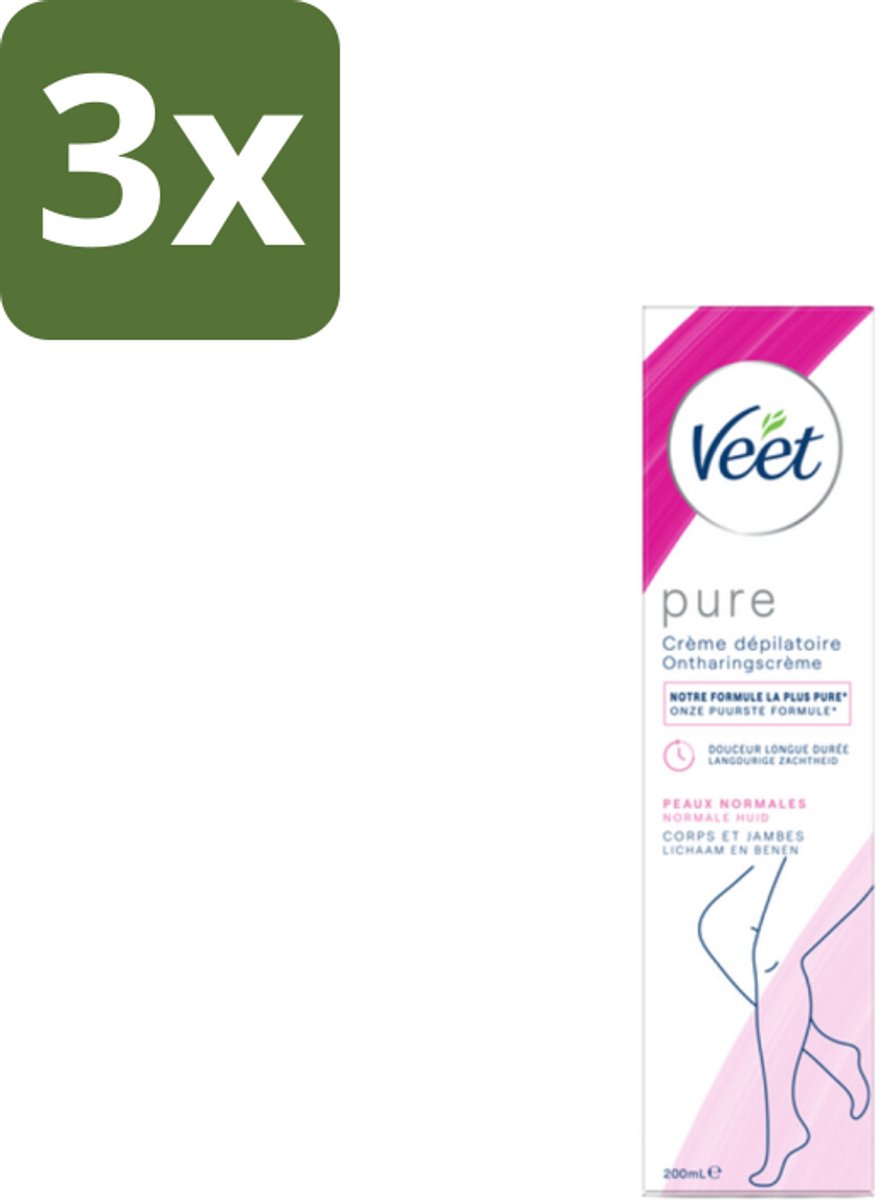 3 x Veet - Minima - Ontharingscrème - Normale Huid - 200ml - Ontharen - Ontharingscrème - Huid Verzorging - Haartjes Ontharen - Huid Zachtheid