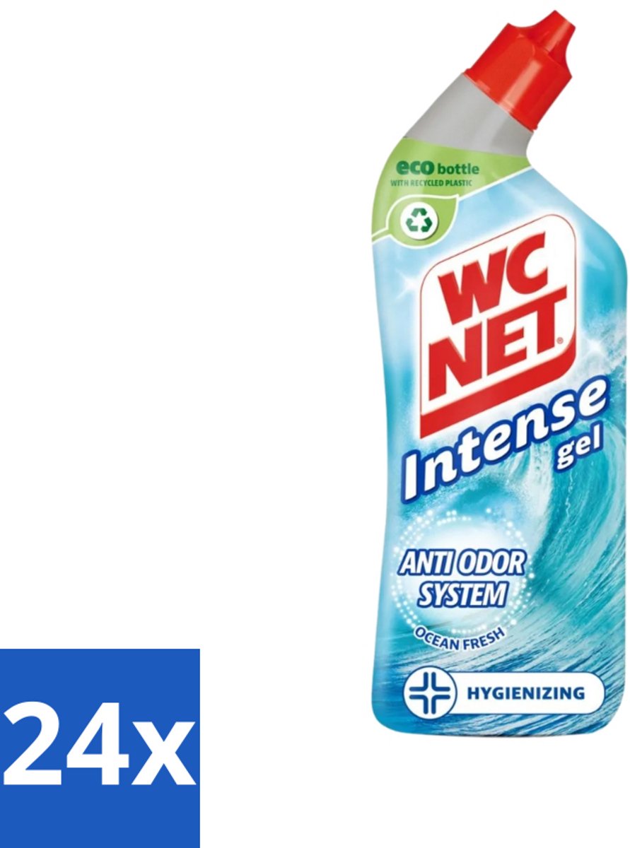 24 x WC Net - Toiletreiniger - Gel - Ocean Fresh - Verwijderd Geuren - 750 ml - Toilet Schoonmaak - Wc Reiniger - Geurverwijderaar - Ocean Fresh - Langdurige Geur