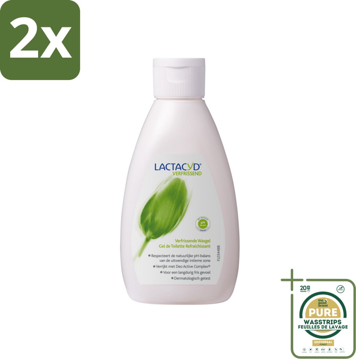Lactacyd – Verfrissende Wasgel - 200 m - Voordeelverpakking - 2 stuks - Menthol wasgel - Geurvervoegende wasgel