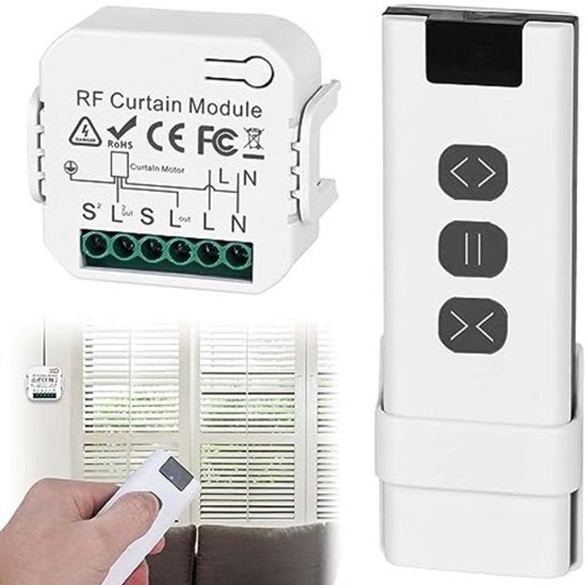 Draadloze Rolluikbediening Met RF Afstandsbediening Voor Elektrische Rolluiken En Gordijnen
