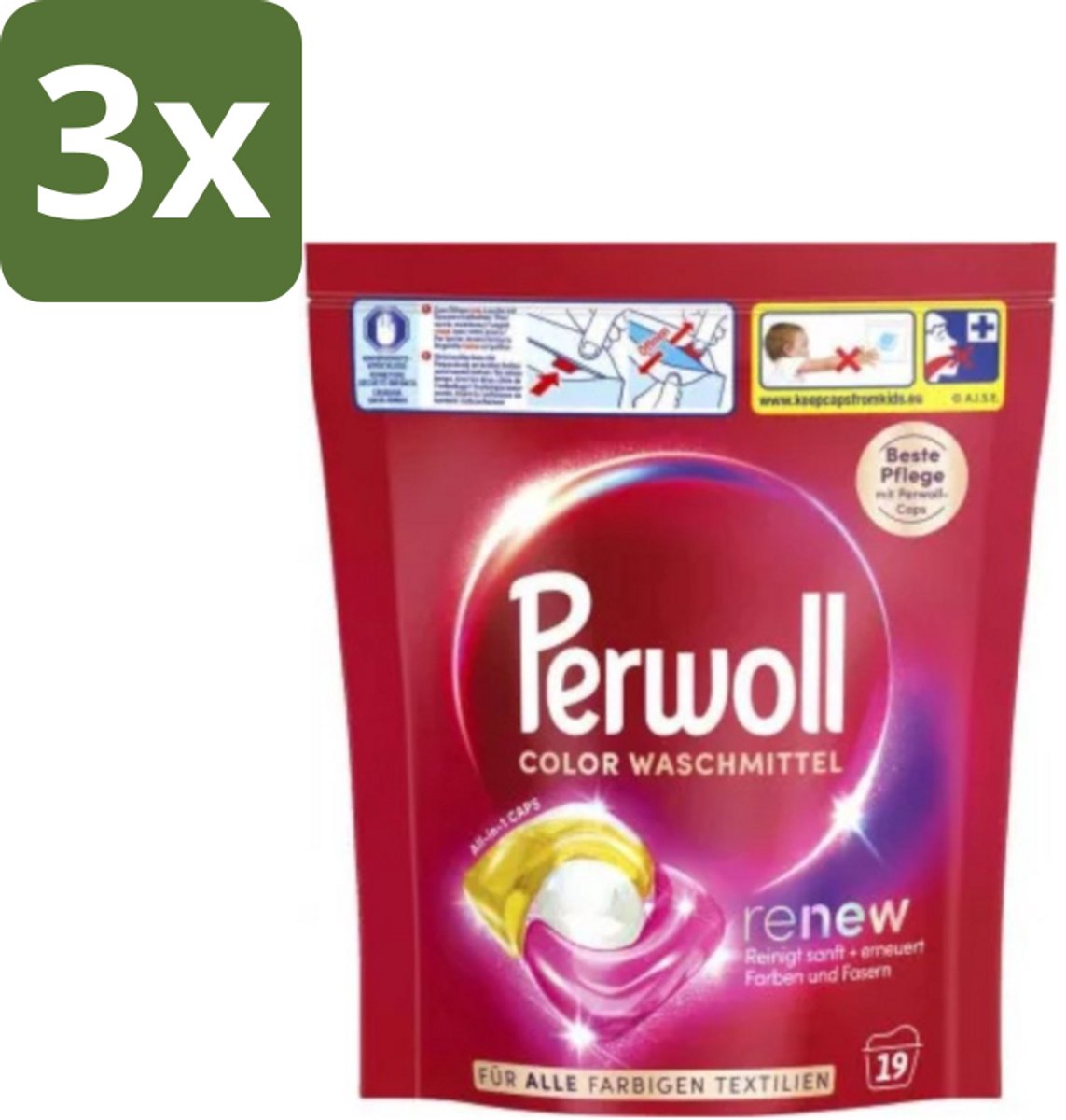 3 x Perwoll - Wasmachinecapsules - Lichte Was - 19 Wasbeurten - Wasmachinecapsules - Lichte Was - Wasbeurten - Reinigingscapsules - Wasmachine