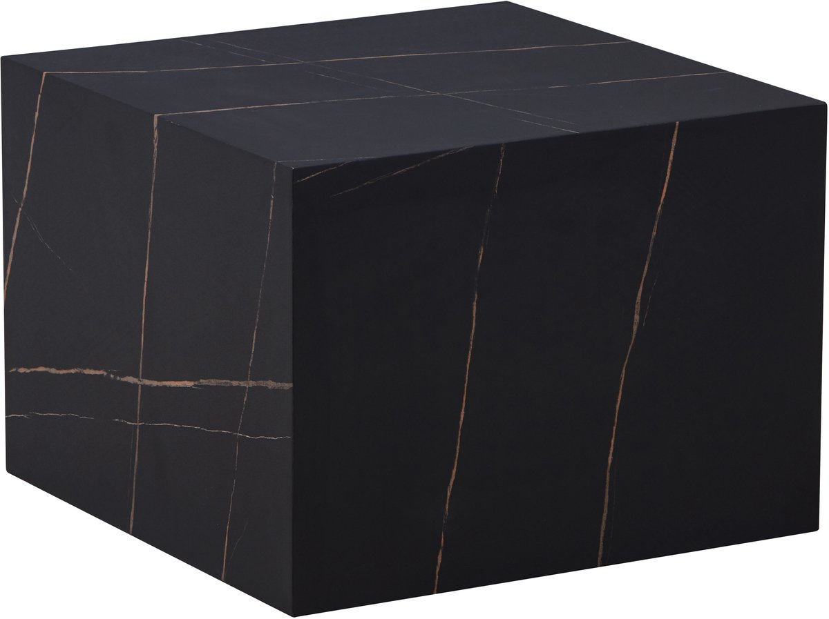 Padiro bijzettafel 55 x 40 x 55 cm - zwart - Modern Marmerpatroon - MDF