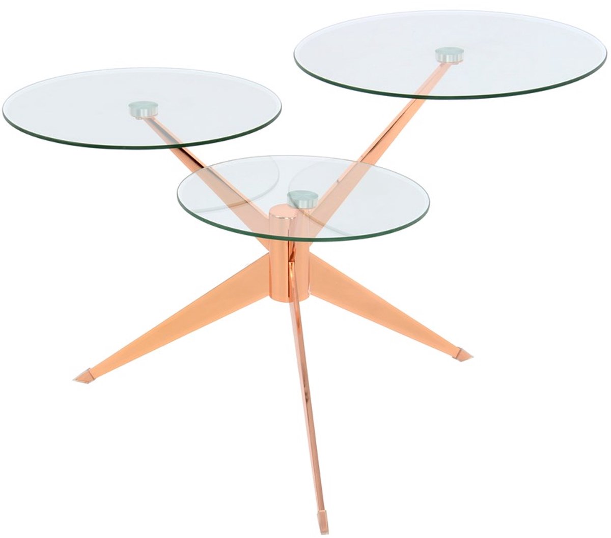 Padiro ronde bijzettafel Ø 75 x 46 cm - rosé - Modern Art-Déco Glamour Look - glazen tafelblad - metalen onderstel
