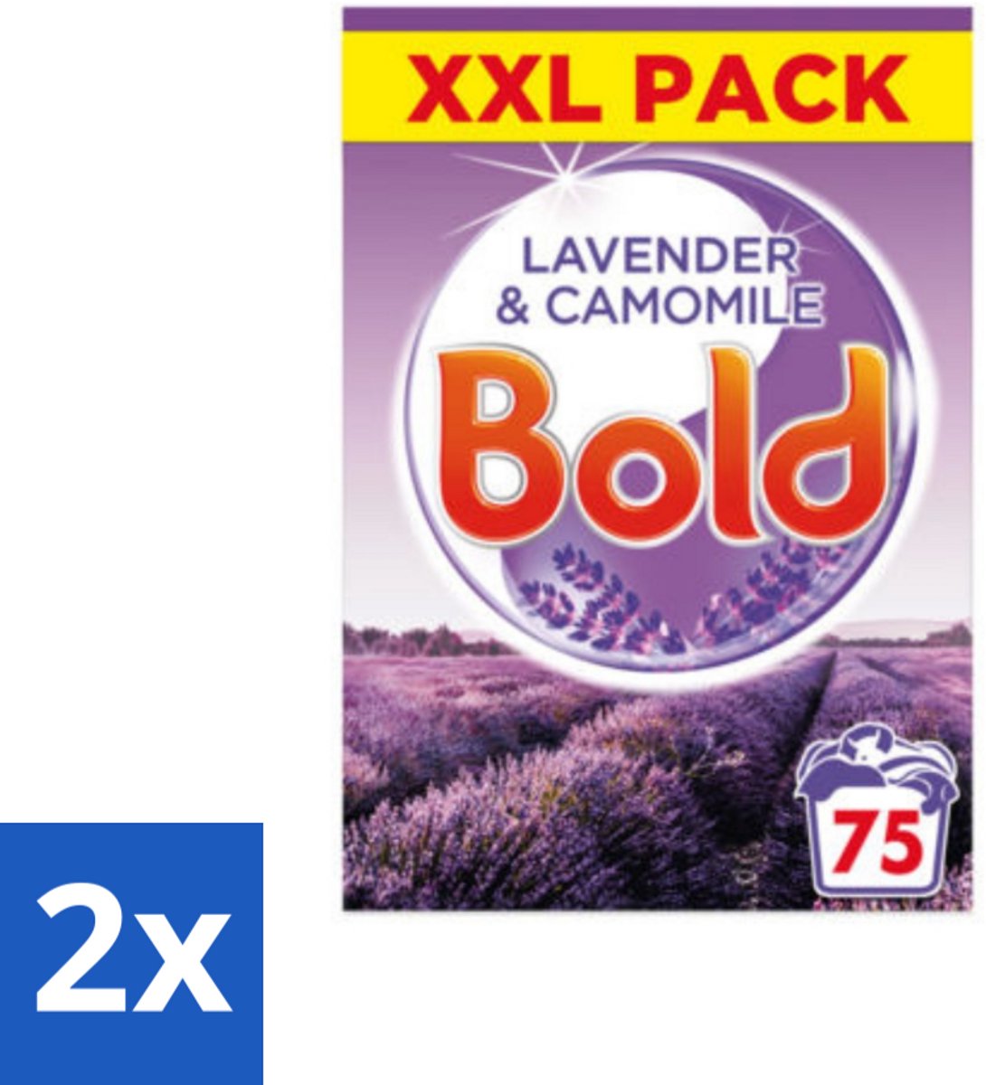 2 x BOLD - Waspoeder - 2 in 1 - Lavendel en Kamille - 75 Wasbeurten - Waspoeder - Lavendel - Kamille - Wasmiddel - Wasverzorging