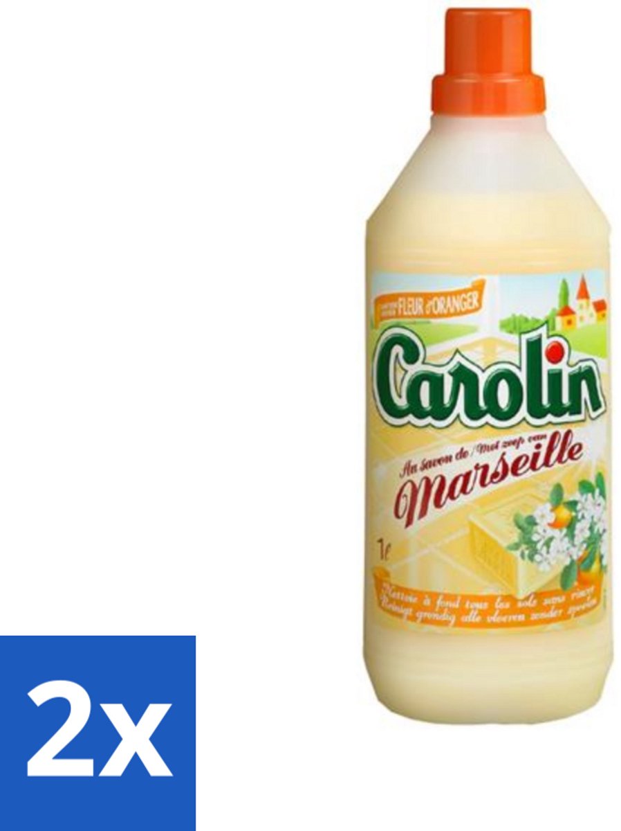2 x Carolin - Vloerreinigingsmiddel - Vloerreiniger met Marseillezeep - Oranje Bloesem - 1 L - Vloerreiniger - Vloerreinigingsmiddel - Marseillezeep - Oranje Bloesem - Vloeren Schoonmaken