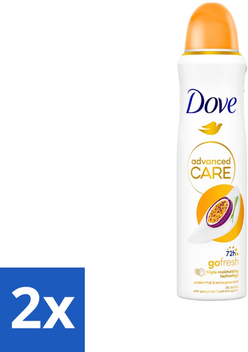 2 x Dove - Deospray - Passievrucht & Citroengras - 150 ml - Deodorant - Anti-transpirant - Passievrucht - Citroengras - Dove