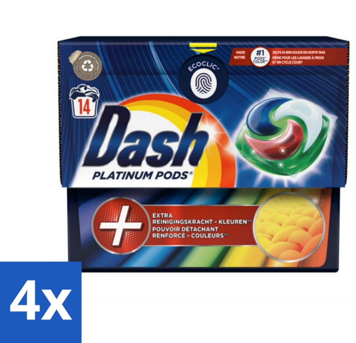 4 x Dash Platinum - Wasmiddel Capsules - Gekleurde Was - 14 Wasbeurten - Wasmiddel Capsules - Gekleurde Was - Vlekkenverwijderaar - Wascapsules - Biologisch Afbreekbaar