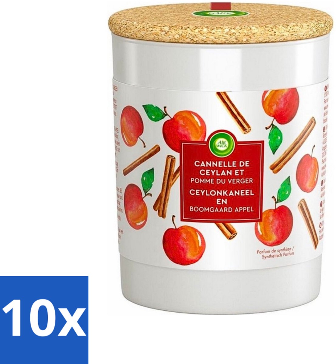Air Wick - Geurkaars - Kaneel & Boomgaard Appel - 35 Uur Brandduur - Bulkverpakking - 10 stuks