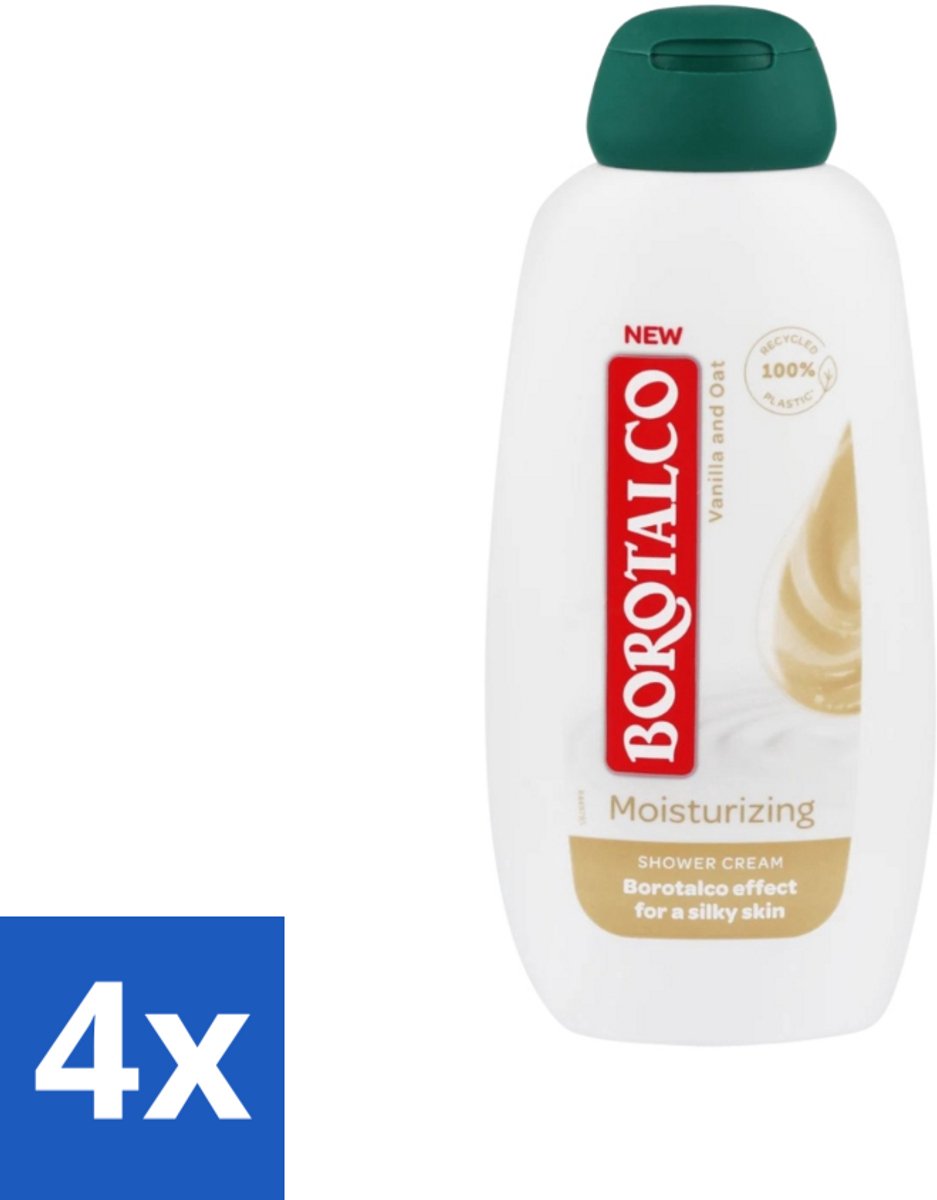4 x Borotalco - Douchegel - Moisturizing - Vanilla & Oat - 250 ml - Douchegel - Hydraterende Douchegel - Vanille - Haver - Borotalco