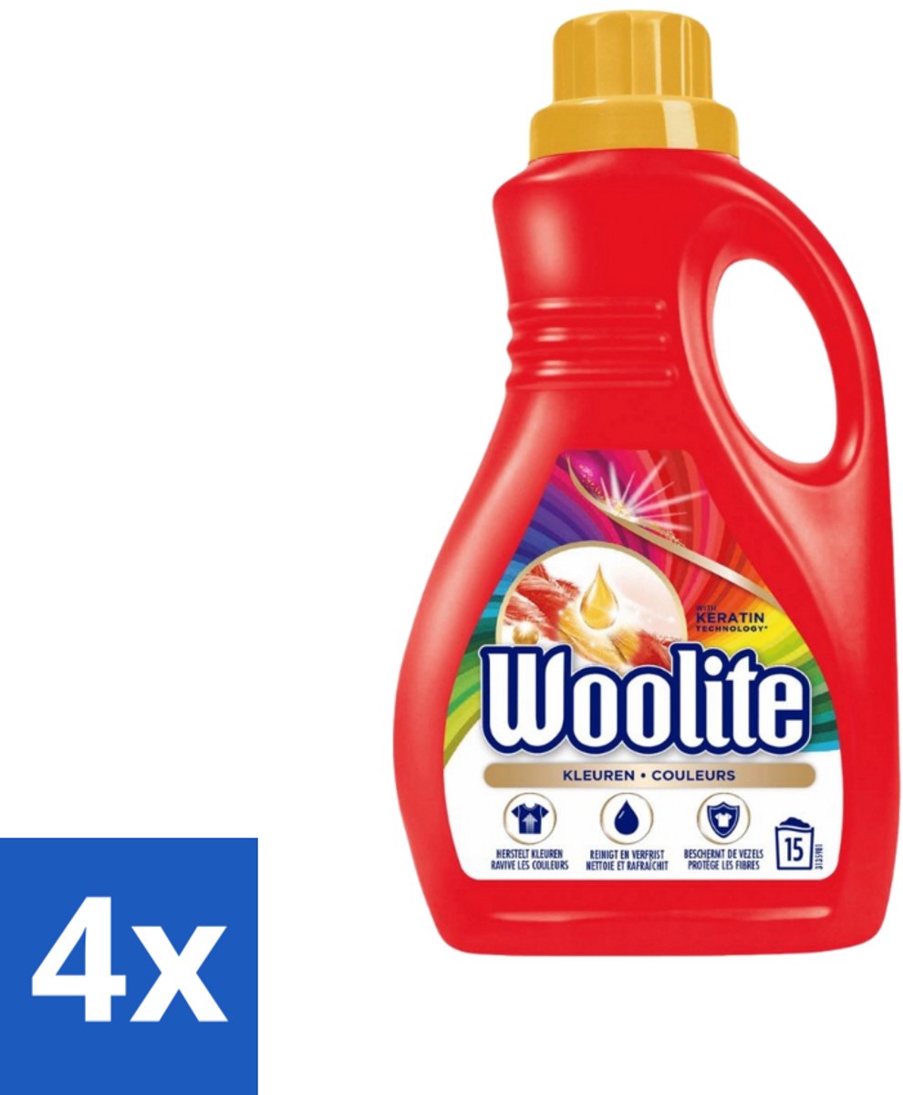 4 x Woolite Color - Vloeibaar Wasmiddel - Met Keratine - Gekleurde Was - 15 Wasbeurten - 0,9L - Wasmiddel Voor Gekleurde Kleding - Kleurwasmiddel - Wasmiddel Met Keratine - Wasmiddel Voor Zachtheid - Wasmiddel Voor Kleurbehoud