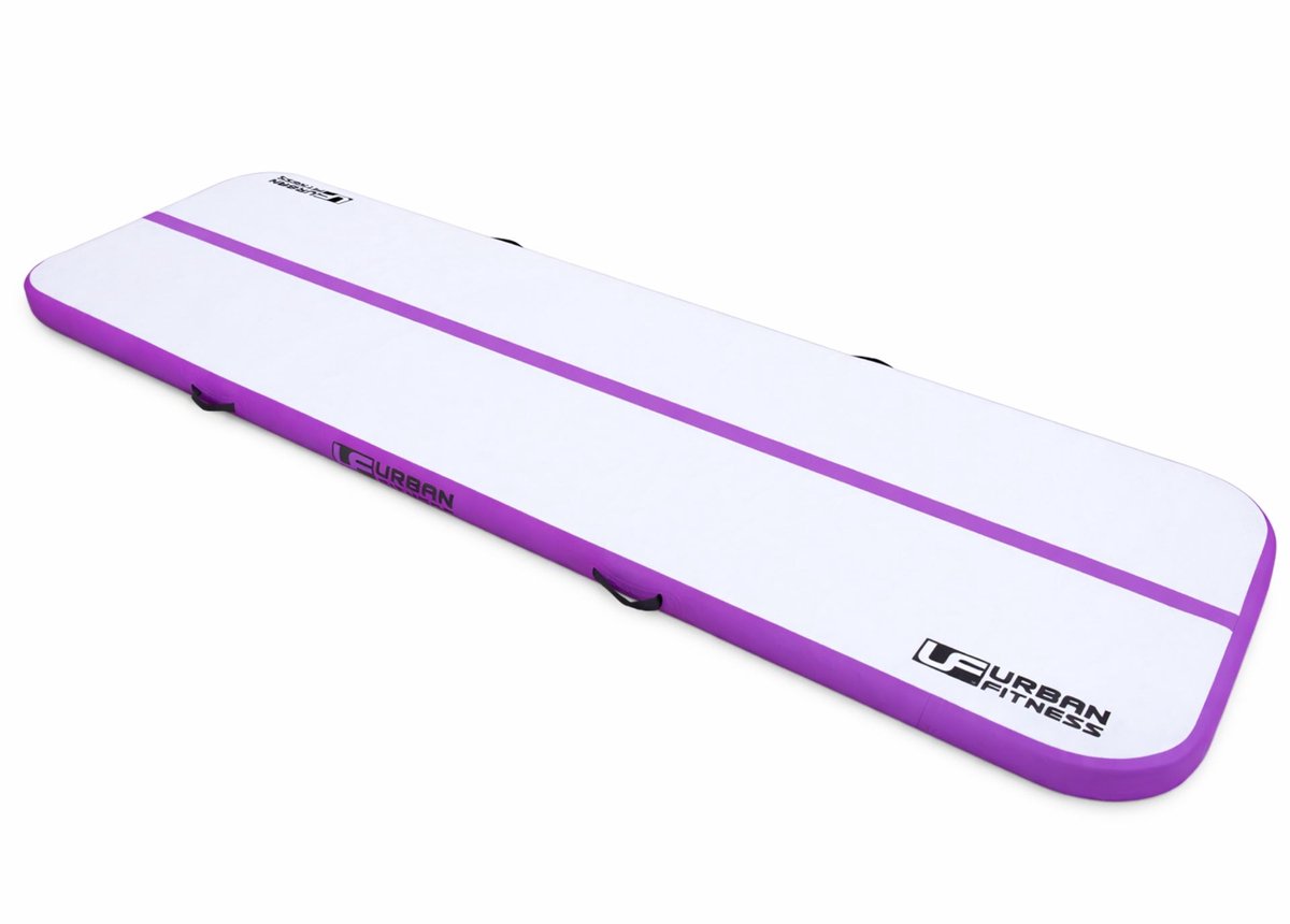 Urban Fitness Gymnastics Inflatable Tumbling Track Mat - Purple/Grey - 300 x 100 x 10cm.